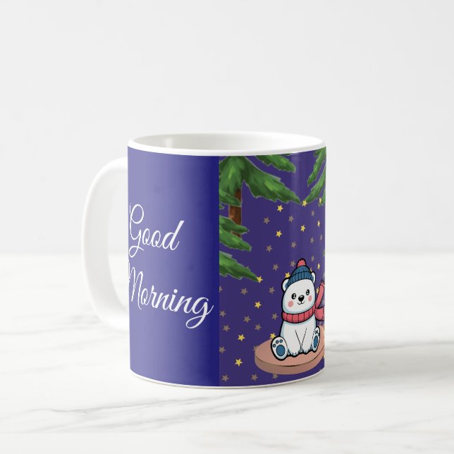 Cute Polar Bear Winter Coffee Mug Kaffeetasse (Vorderseite Links)