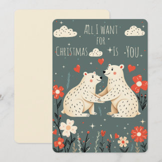 Cute Polar Bears Christmas Card Feiertagskarte