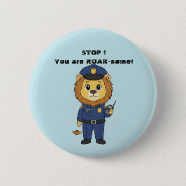 Cute police officer lion Cop Kids Valentine Button