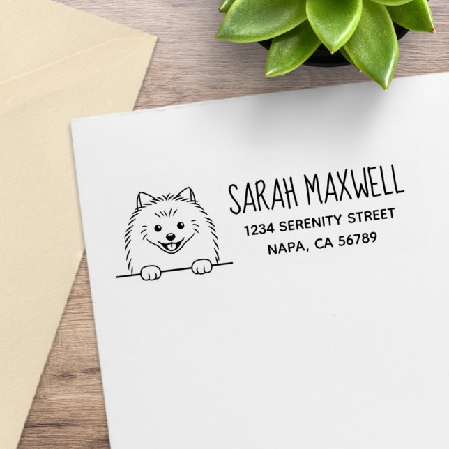 Cute Pomeranian Dog Return Address Gummistempel (Von Creator hochgeladen)