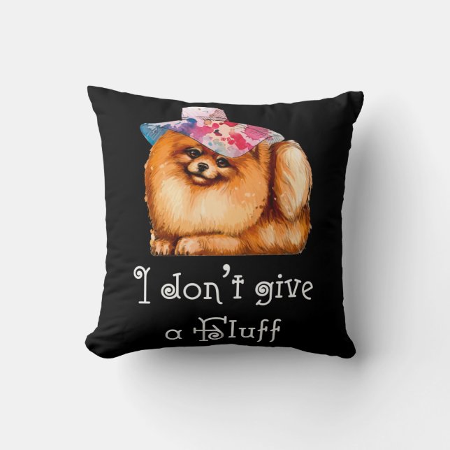 Cute Pomeranian Pom I don't give a Fluff Kissen (Vorderseite)