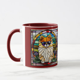 Cute Pomeranian Stained Glass Coffee Mug Tasse