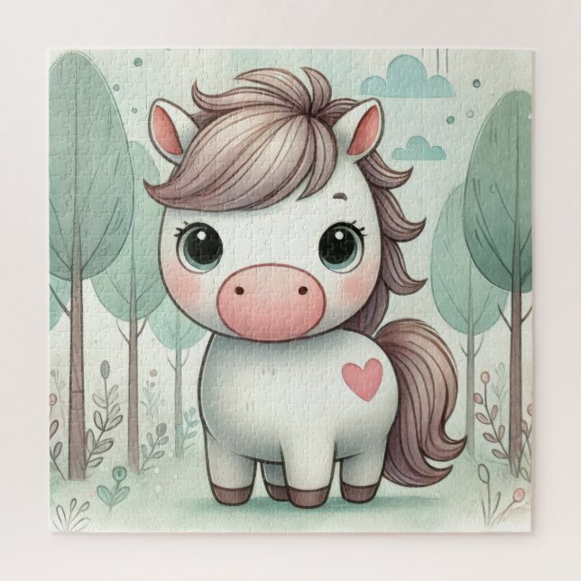 Cute Pony in a Whimsical Forest Jigsaw Puzzle (Vertikal)