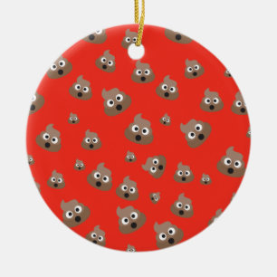 Cute Poop Emoji Pattern Keramikornament