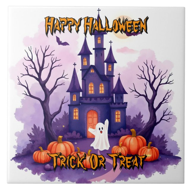 Cute Popular Halloween Spooky Collection Fliese (Vorderseite)