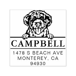 Cute Portuguese Water Dog Custom Dog Address  Permastempel
