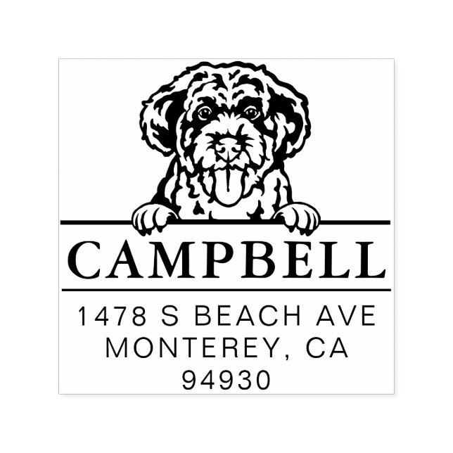 Cute Portuguese Water Dog Custom Dog Address  Permastempel (Design)