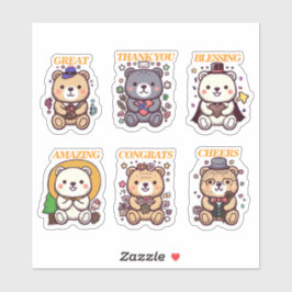Cute Positive Bear-6 Designs Aufkleber