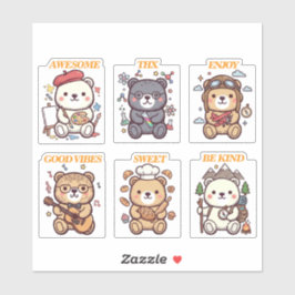 Cute Positive Bear-6 Designs-vol2 Aufkleber