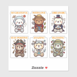 Cute Positive Bear-6 Designs-vol3 シール Aufkleber