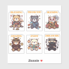 Cute Positive Bear-6 Designs-vol4 Aufkleber