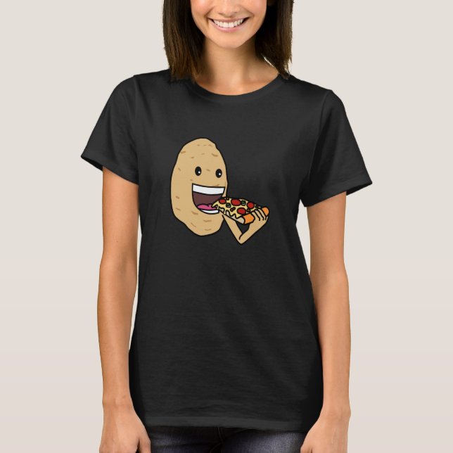 Cute Potatoe Pizza Eating Vegetable Hobby Chef T-Shirt (Vorderseite)
