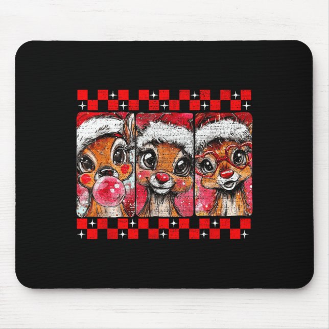 Cute Preppy Christmas,reindeer Brushstrokes Funny  Mousepad (Vorne)