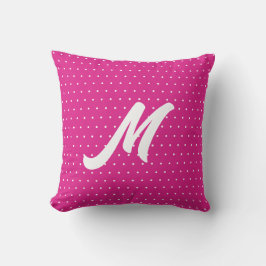 Cute preppy girly hot pink polka dots monogram kissen