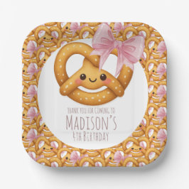 Cute Pretzel Girl Birthday Party Pappteller