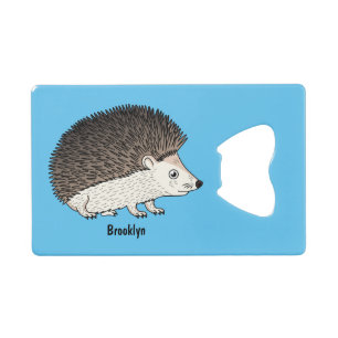 Cute prickly hedgehog cartoon illustration geldbeutel flaschenöffner