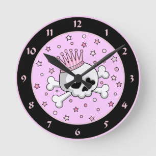 Cute Princess Skull Runde Wanduhr