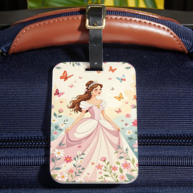 Cute princess with butterflies gepäckanhänger (Vorderseite Insitu 2)