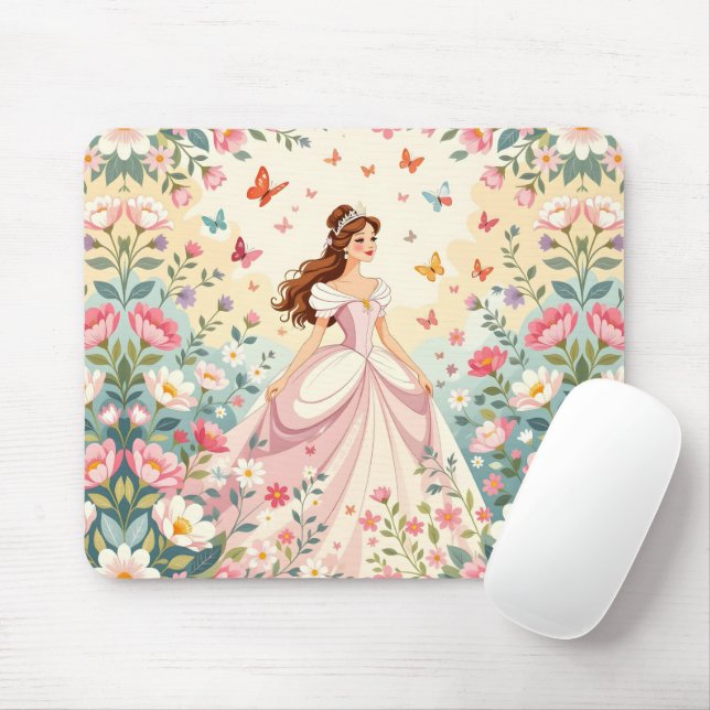 Cute princess with butterflies mousepad (Mit Mouse)