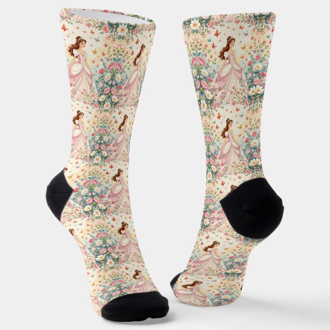Cute princess with butterflies socken (Gewinkelt)