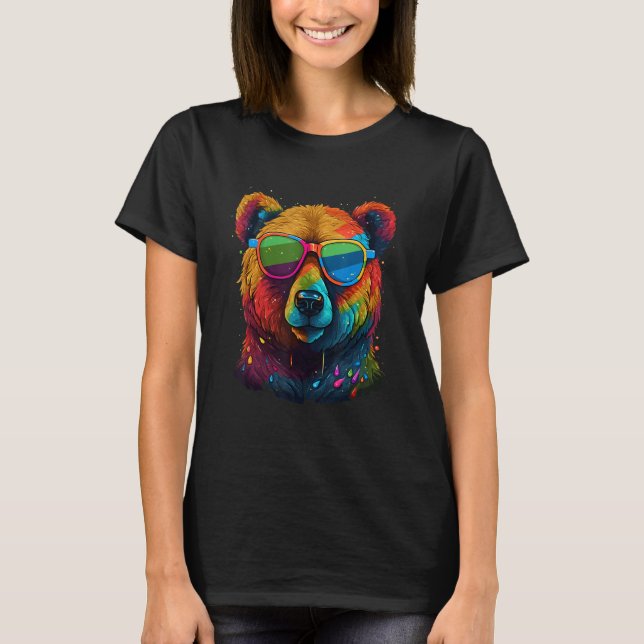 Cute Pro Gay Bear Sunglasses Pride 2023 Rainbow LG T-Shirt (Vorderseite)