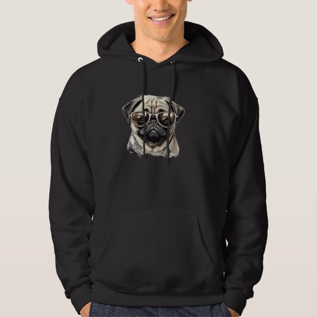 Cute Pub Face with cool Sunglasses Hoodie (Vorderseite)