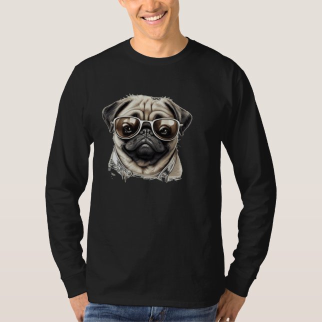 Cute Pub Face with cool Sunglasses T-Shirt (Vorderseite)
