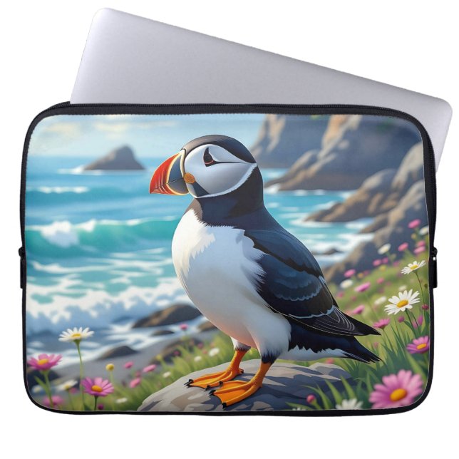 Cute Puffin on the Seashore themed   Laptopschutzhülle (Vorderseite)