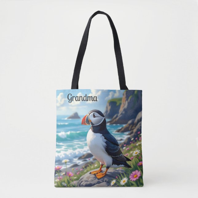 Cute Puffin on the Seashore themed Personalized (Vorderseite)