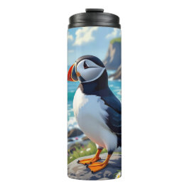Cute Puffin on the Seashore themed   Thermosbecher