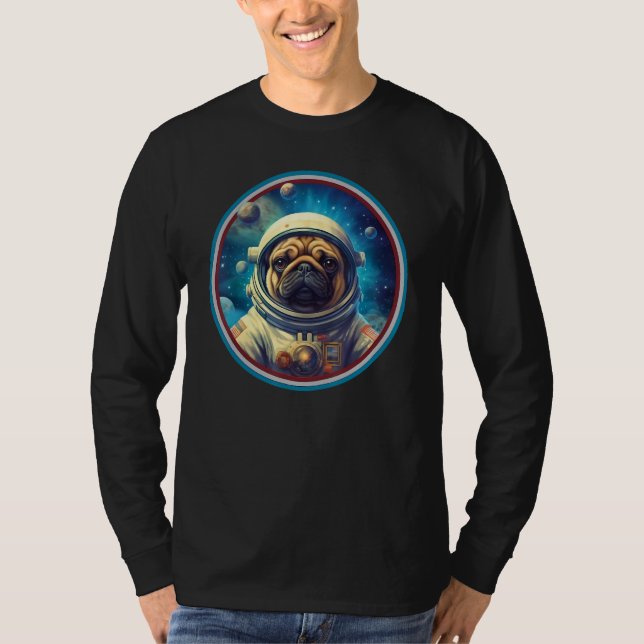Cute Pug Astronaut In Space Suit Galaxy Dog Design T-Shirt (Vorderseite)