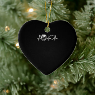 Cute Pug Dog Heartbeat Love Pug Keramik Ornament