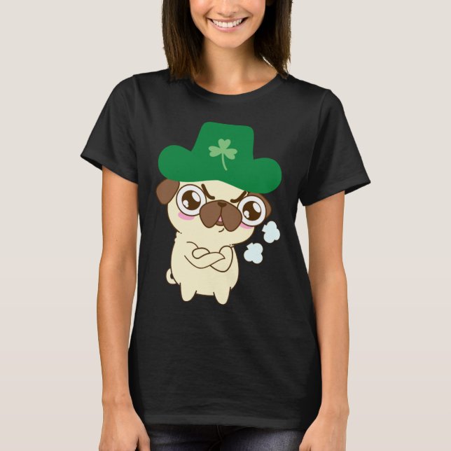 Cute Pug Dog St Patrick s Day  Dog St Patrick s Ha T-Shirt (Vorderseite)