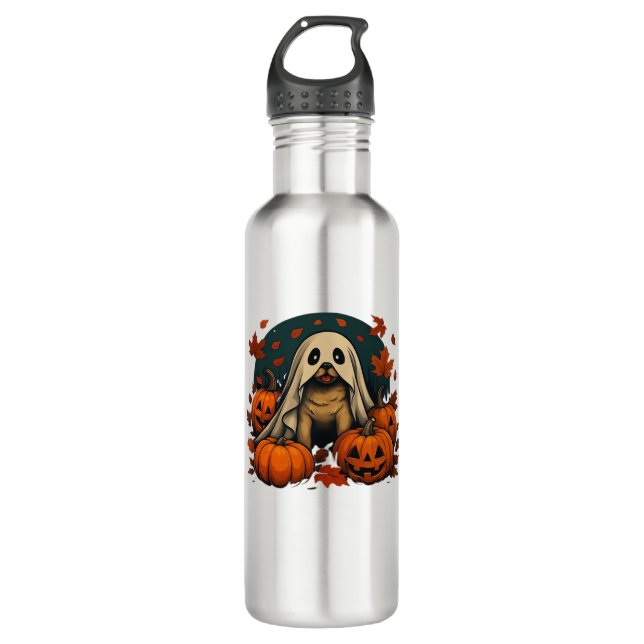 Cute Pug Dog With Pumpkins Fall Halloween Classic  Edelstahlflasche (Vorderseite)