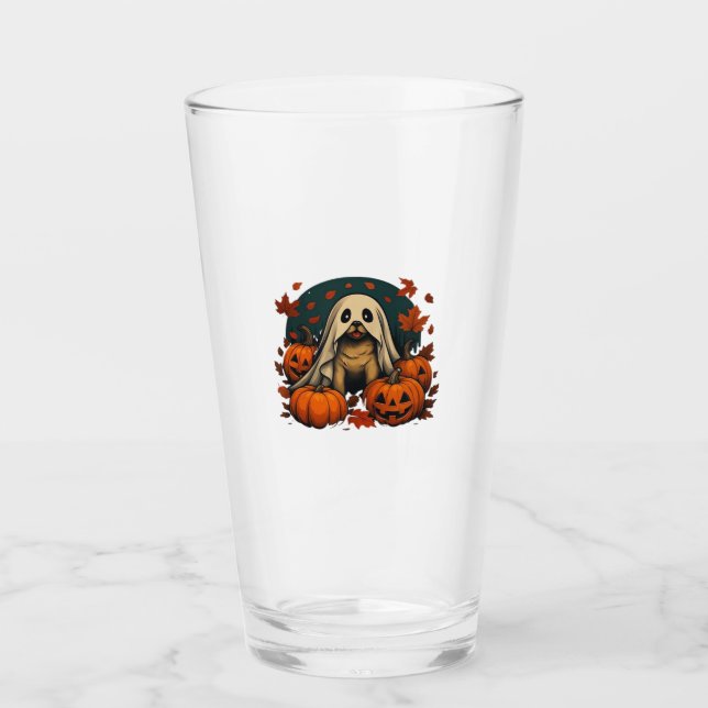 Cute Pug Dog With Pumpkins Fall Halloween Classic  Glas (Vorderseite)
