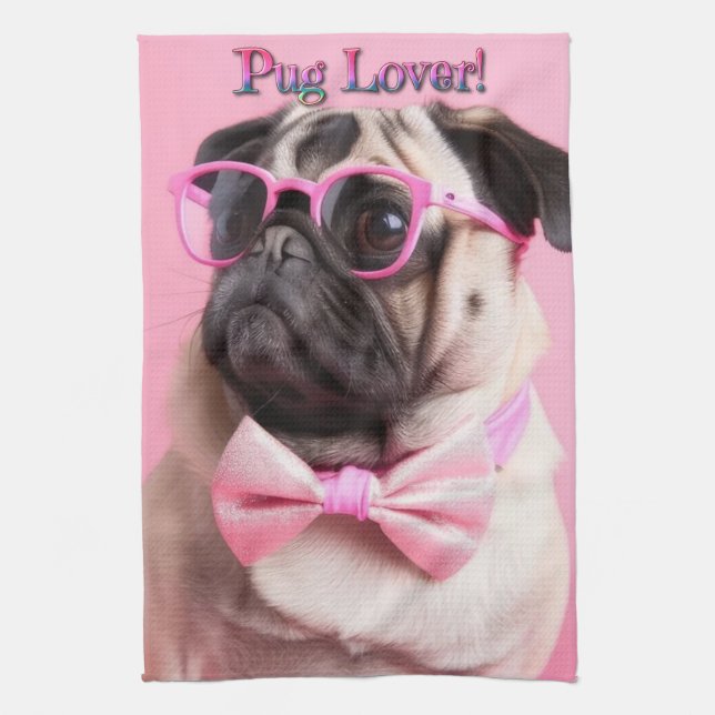 Cute Pug Lover Kitchen Towel Geschirrtuch (Vertikal)