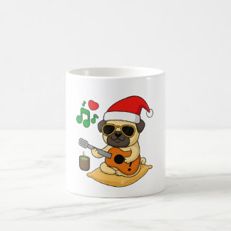 Cute Pug Playing Guitar Christmas Gift Kaffeetasse