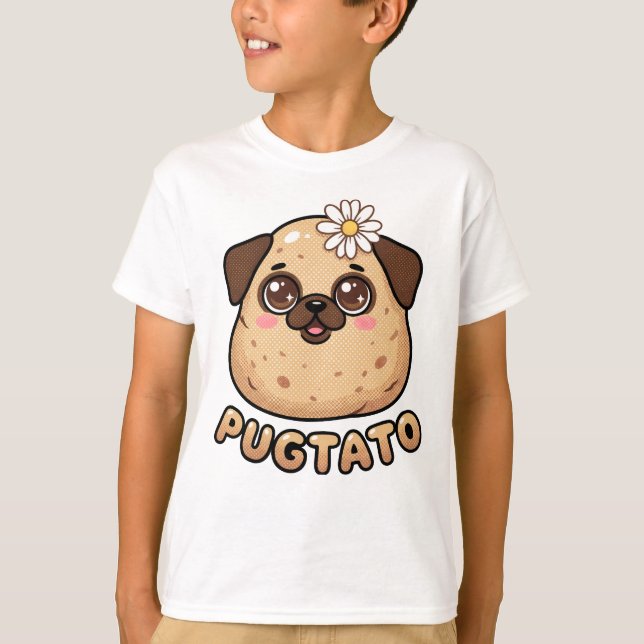 Cute Pugtato Funny Pug Potato Pun Kawaii Kids T-Sh T-Shirt (Vorderseite)