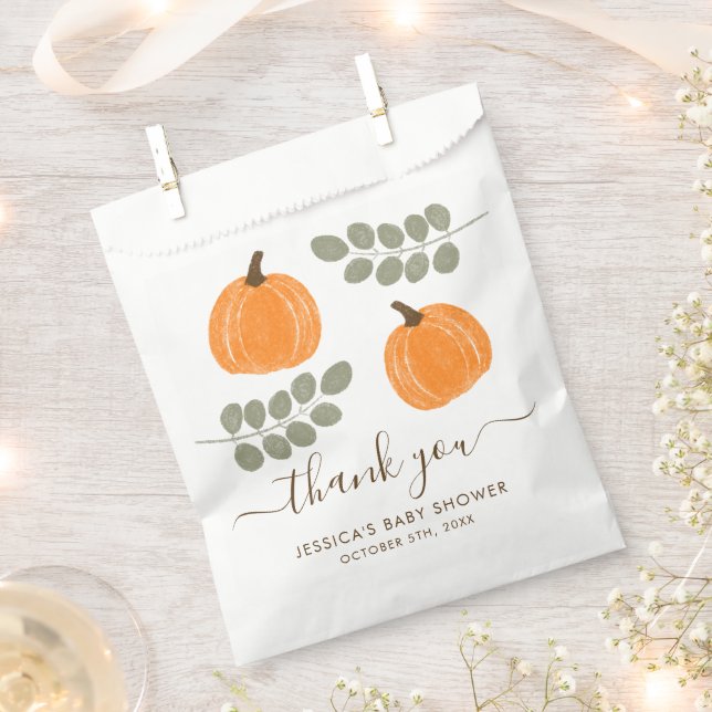 Cute Pumpkin Eucalyptus Fall Baby Shower Geschenktütchen (Ausgeschnitten)