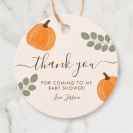 Cute Pumpkin Eucalyptus Fall Baby Shower Thank You Geschenkanhänger