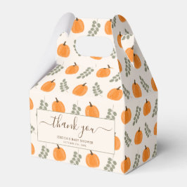 Cute Pumpkin Eucalyptus Fall Baby Shower Thank You Geschenkschachtel