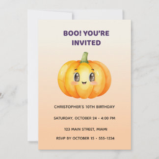 Cute Pumpkin Halloween Birthday Invitation | Kids Einladung