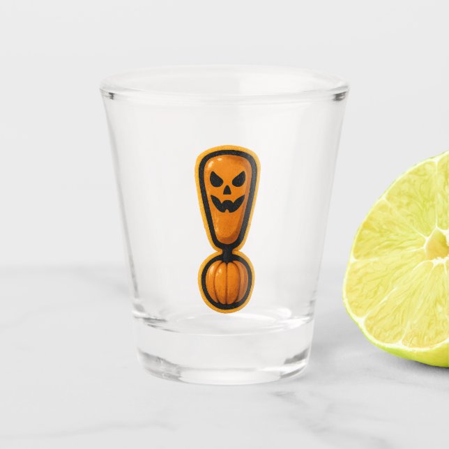 Cute Pumpkin Halloween Exclamation Shot Glass Schnapsglas (Vorderseite)