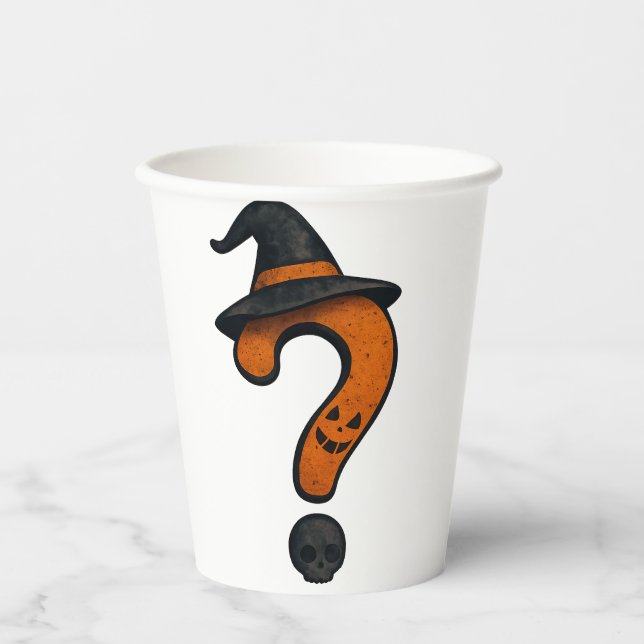 Cute Pumpkin Halloween Question Mark Paper Cup Pappbecher (Vorderseite)