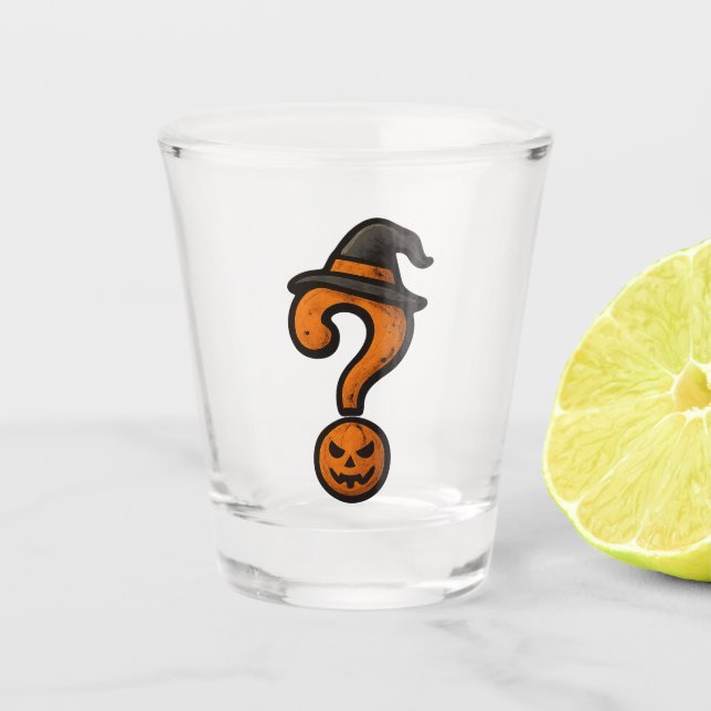 Cute Pumpkin Halloween Question Mark Shot Glass Schnapsglas (Vorderseite)