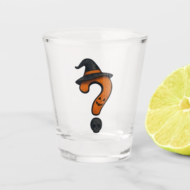 Cute Pumpkin Halloween Question Mark Shot Glass Schnapsglas (Vorderseite)