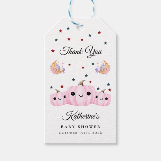 Cute Pumpkin Is On The Way | Halloween Baby Shower Geschenkanhänger (Vorderseite)