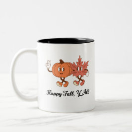 Cute Pumpkin & Leaf Fall Friends Art Zweifarbige Tasse
