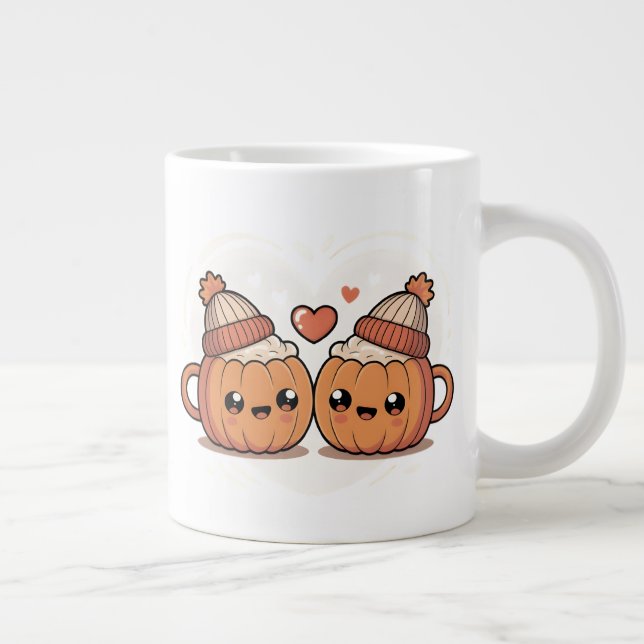 Cute Pumpkin Paar Mugs Jumbo-Tasse (Rechts)