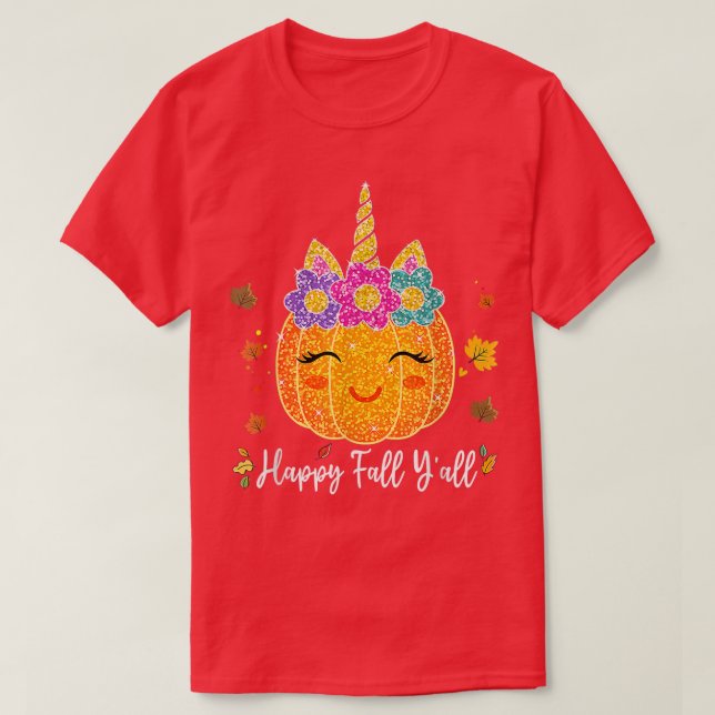 Cute Pumpkin Unicorn Halloween Thanksgiving  T-Shirt (Design vorne)